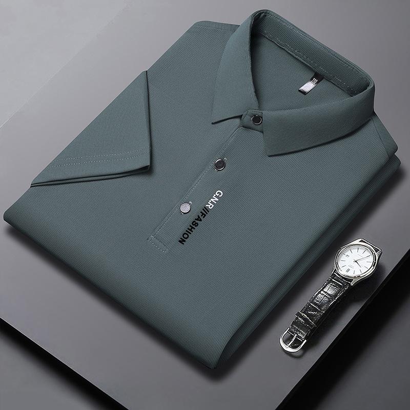 Mens Casual Versatile Lapel Short-sleeve Shirt Bean Green 2XL