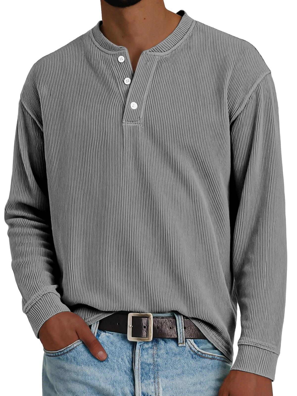 Premium Solid-color Comfortable Long-sleeve Design Gray L