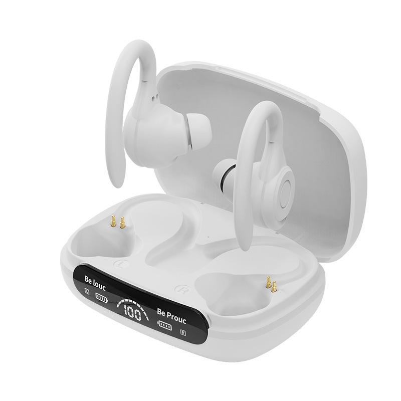 New Ear-mounted Y7 Wireless Bluetooth Headset For Sports Running White With Digital Display