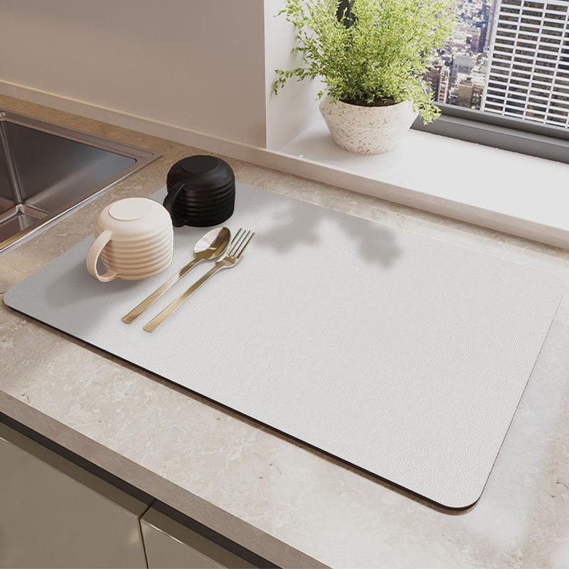 Hydrophilic Pad Bar Cup Water Draining Pad Dish Drying Mat Bar Coffee Machine Mat Silver Gray 30X40CM