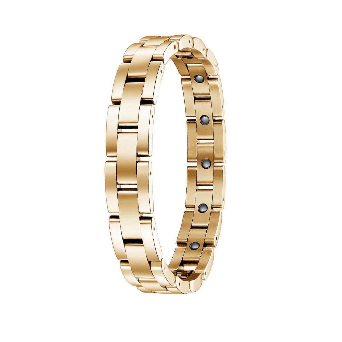 Men's Minimalist Fashion Stainless Steel Magnet Bracelet Gold