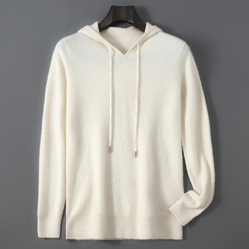 Mens Relaxed-fit Hooded Sweatshirt With Long Sleeves For Casual Wear Raw Velvet Rice 2XL