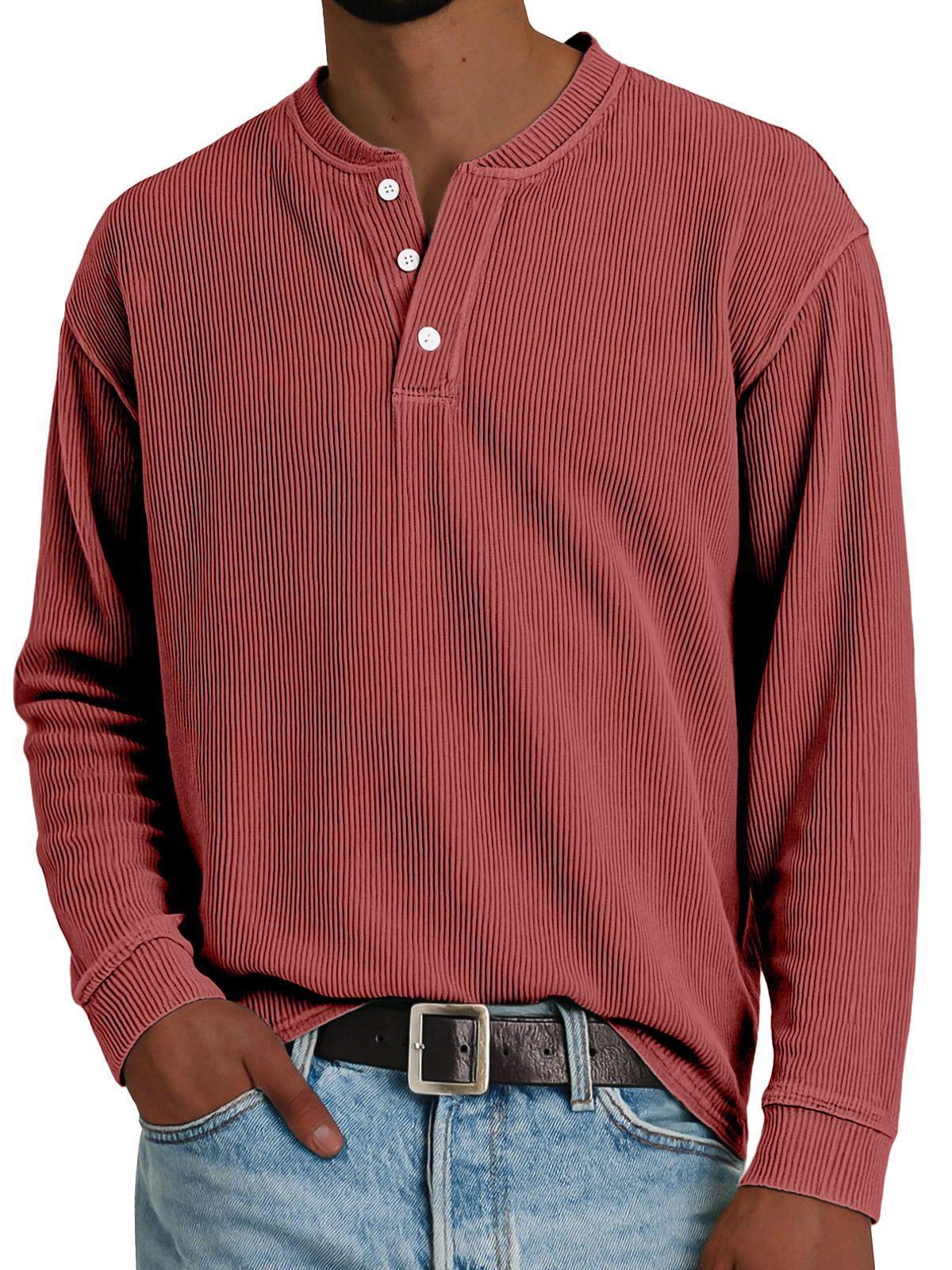 Premium Solid-color Comfortable Long-sleeve Design Brick Red L