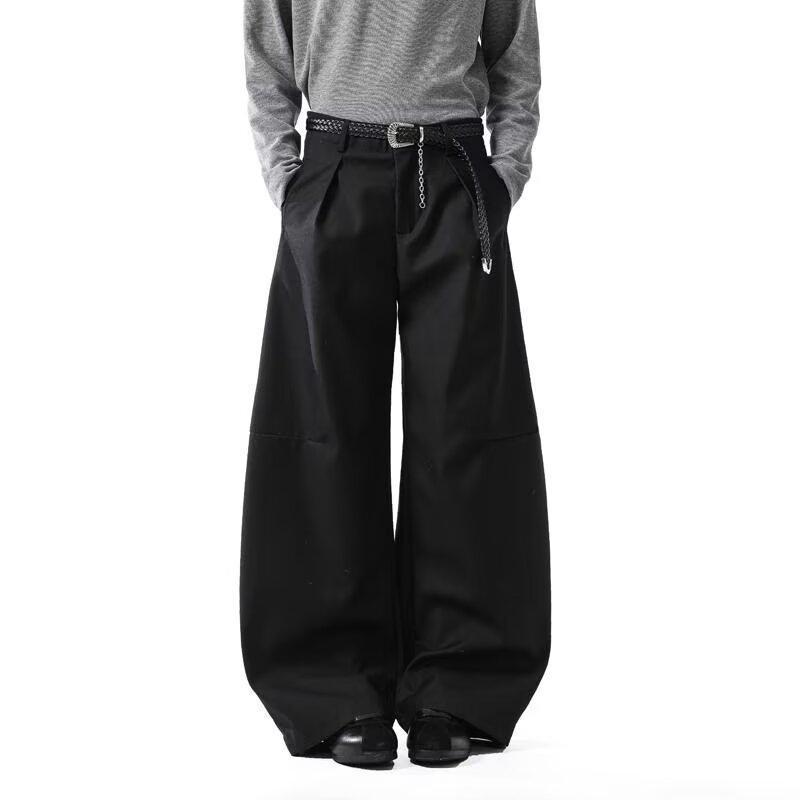 Loose Casual Pants Men's Versatile Thin Draping Wide Leg Black 2XL