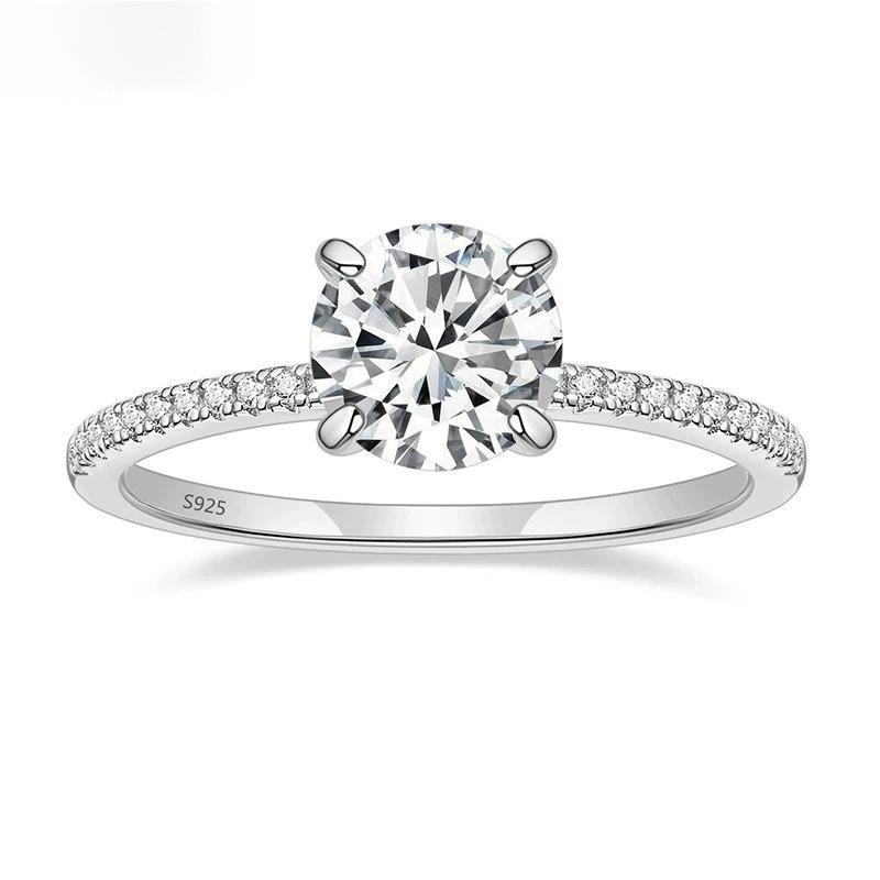 Four-prong Setting Zircon Womens Casual Ring Silver US5