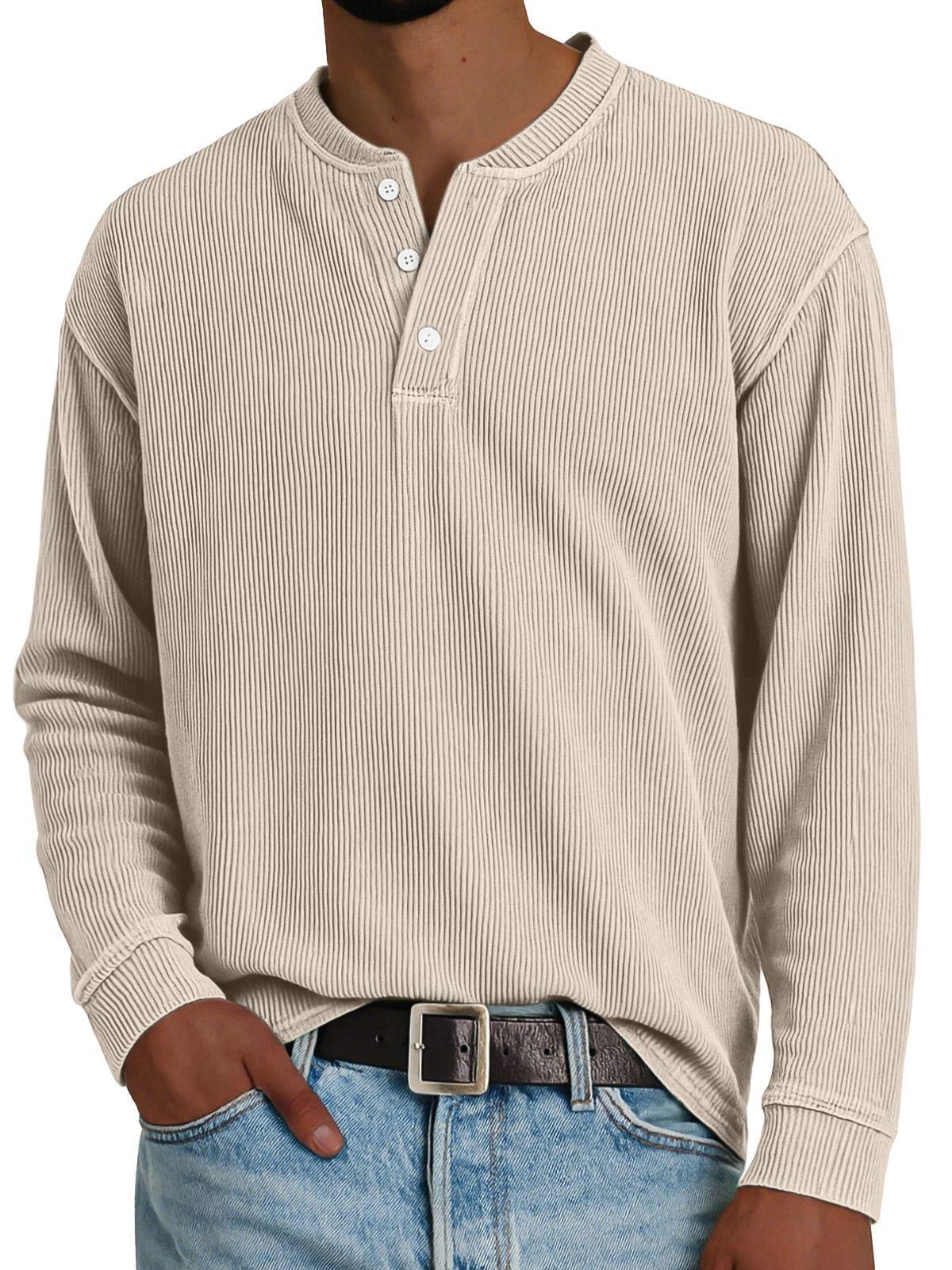 Premium Solid-color Comfortable Long-sleeve Design Khaki L