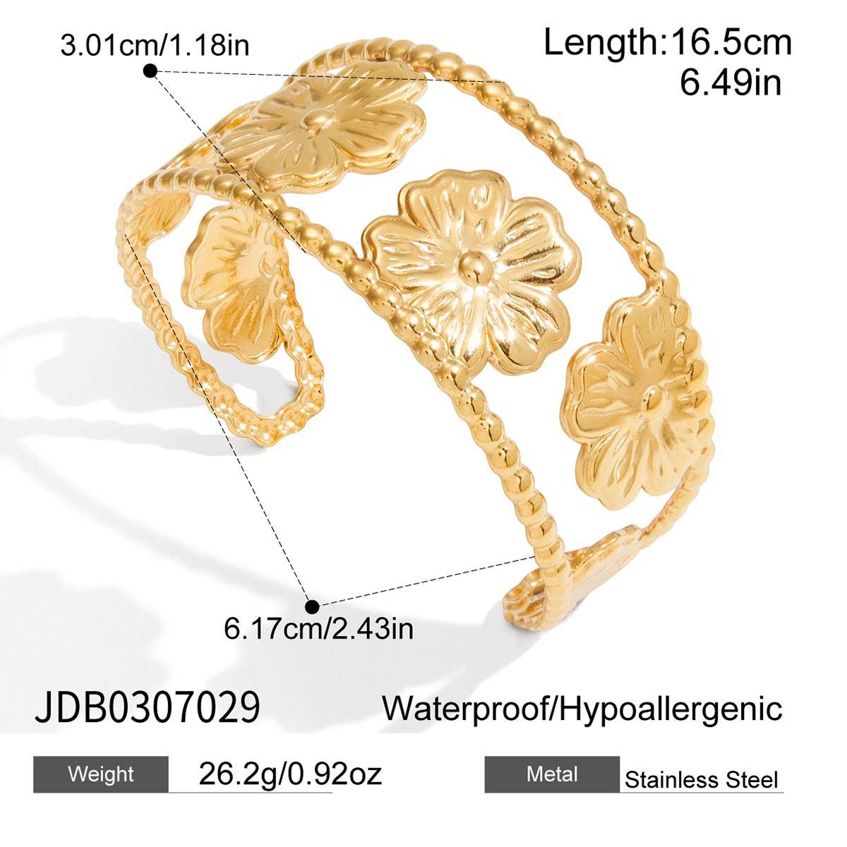 Floral Hollowed Wide-Bracelet With Adjustable Opening JDB0307029