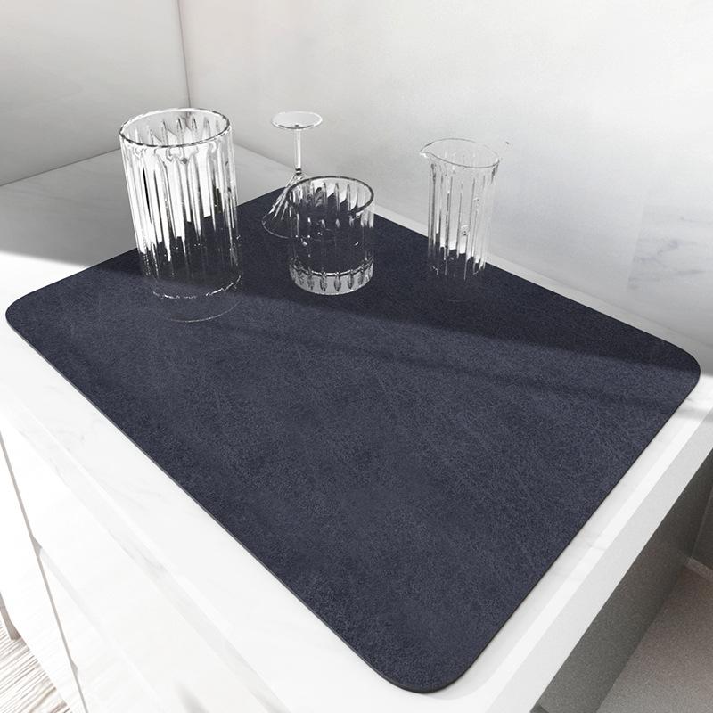 Hydrophilic Pad Bar Cup Water Draining Pad Dish Drying Mat Bar Coffee Machine Mat Navy Blue 30X40CM