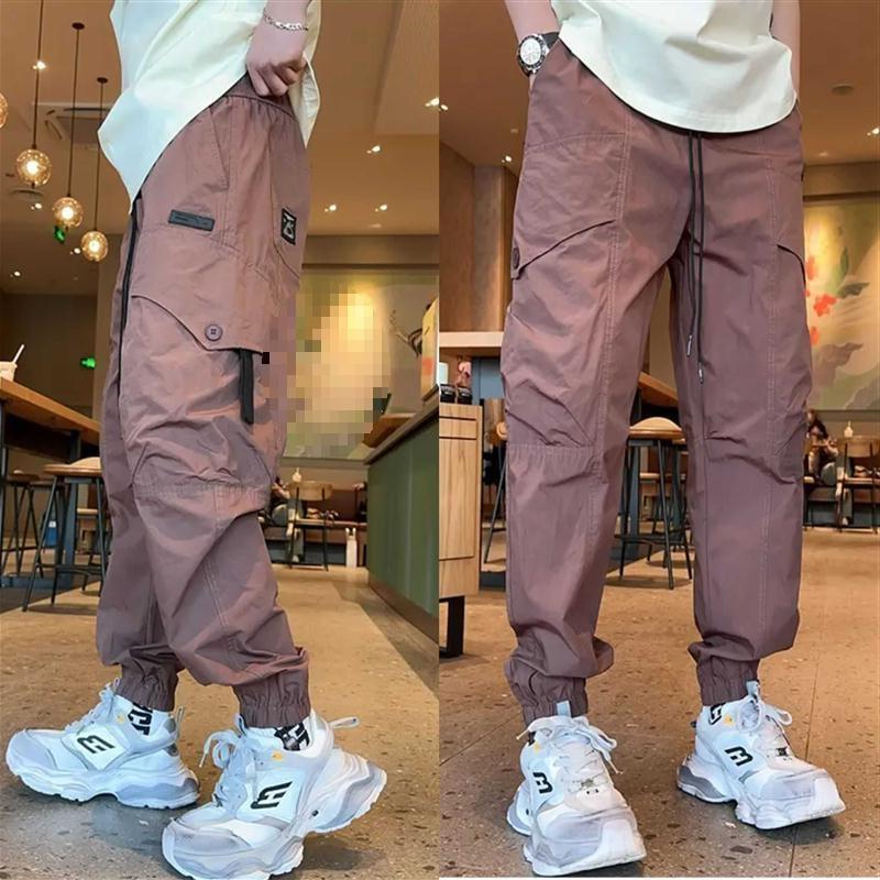Loose Straight Leisure Tappered Casual Pants Brown 2XL