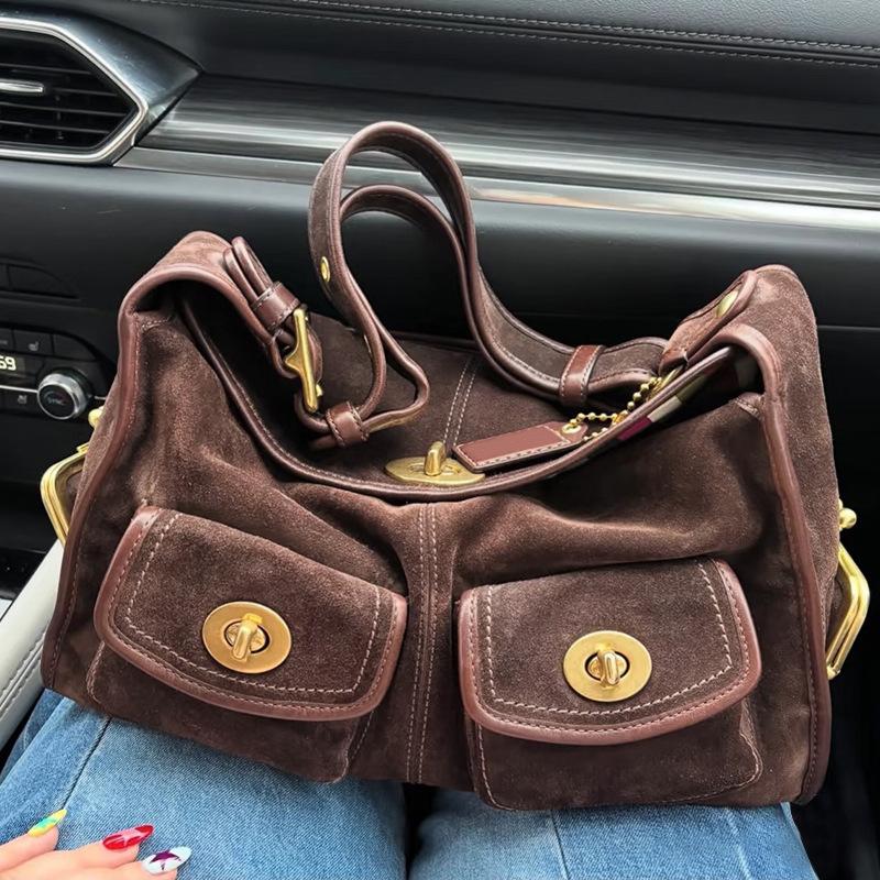 Retro Minimalist Versatile Womens Commuter Shoulder Bag With Multiple Pockets Brown
