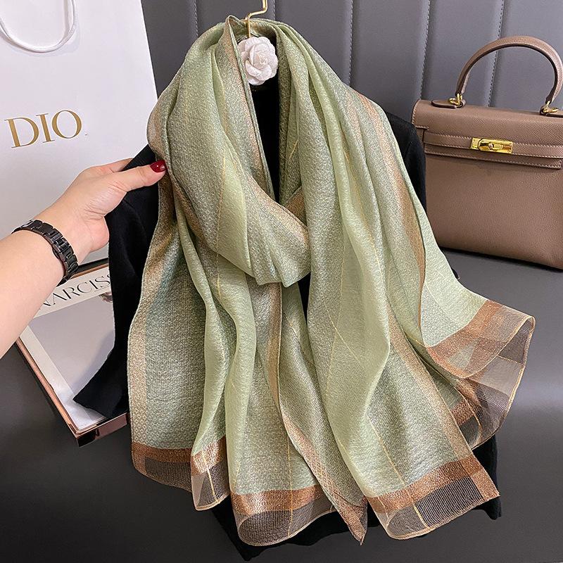 Solid-color Double-faced Scarf For Spring And Autumn Summer Fruit Green 190X70cm