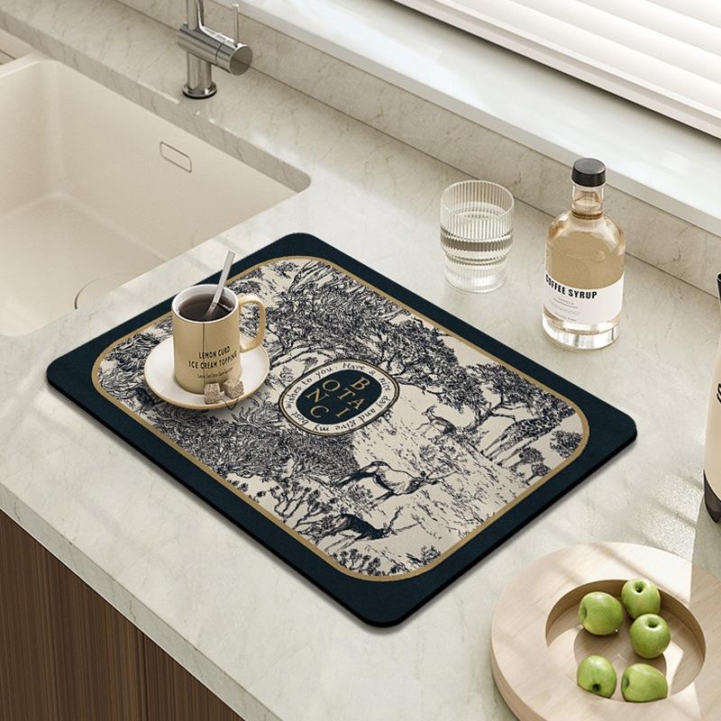 Hydrophilic Pad Bar Cup Water Draining Pad Dish Drying Mat Bar Coffee Machine Mat Tropical Secret 30X40CM