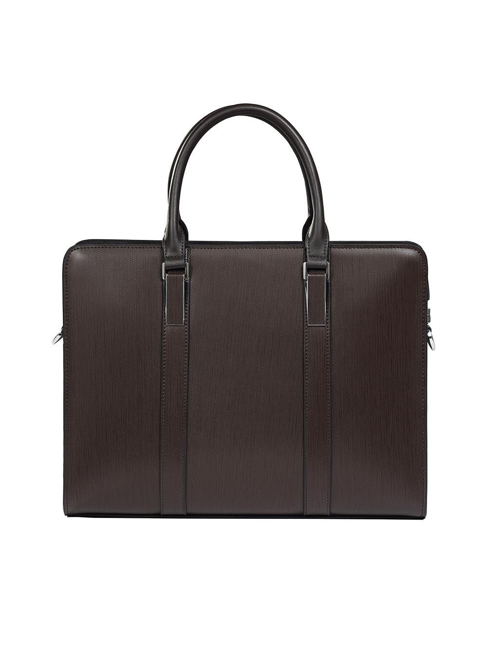 High-end Business Computer Men's Cowhide Handbag Brown