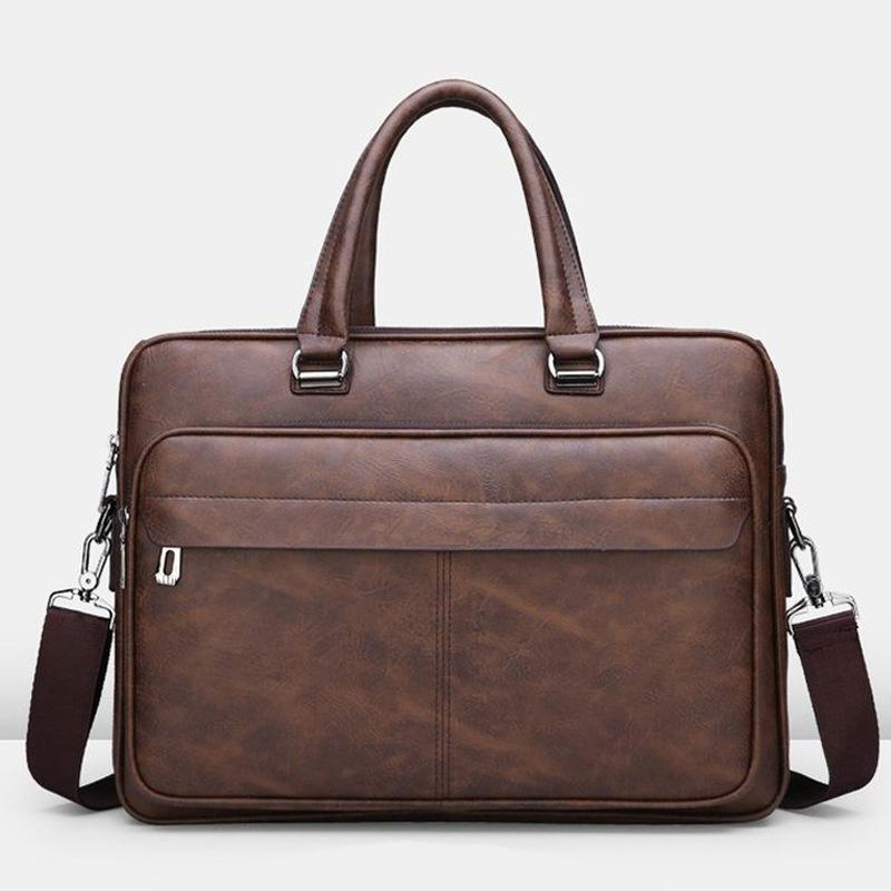 Men's Handbag Simple Business Briefcase Brown