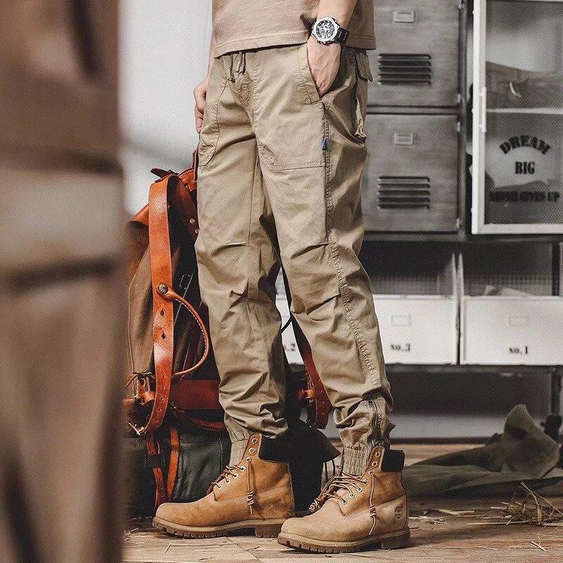 Loose-fit Tappered Men's Plus Size Loose All-matching Casual Trousers Khaki 2XL