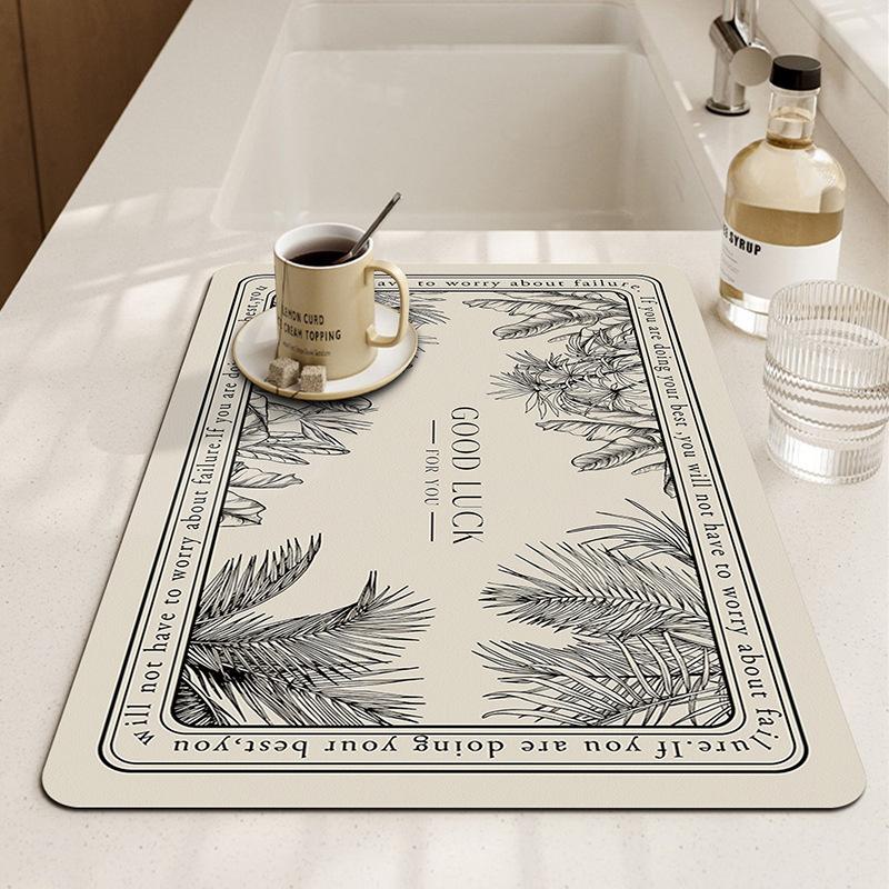 Hydrophilic Pad Bar Cup Water Draining Pad Dish Drying Mat Bar Coffee Machine Mat Quiet Jungle 30X40CM