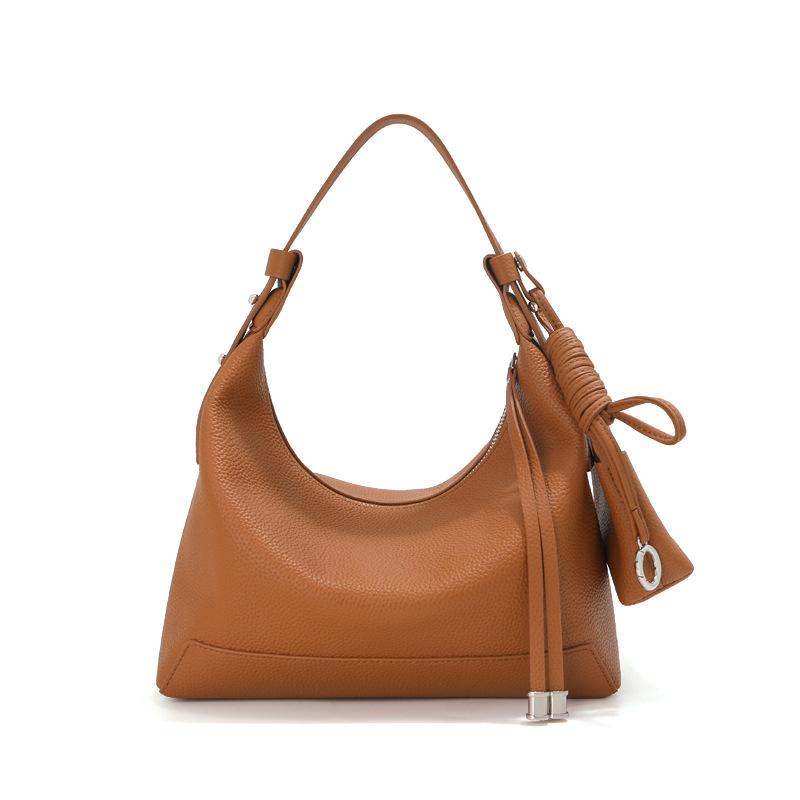 Womens Stylish Versatile Commuter Shoulder Bag Golden Brown 25X8X20cm