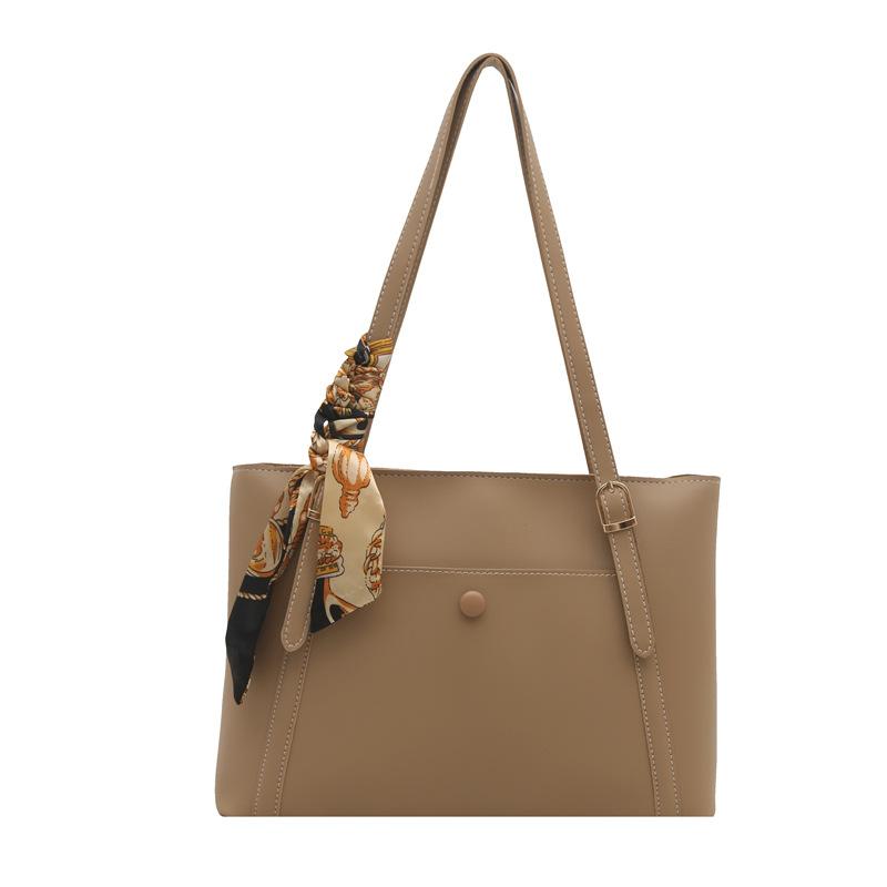 Womens Simple Casual High-Capacity Shoulder Bag Khaki