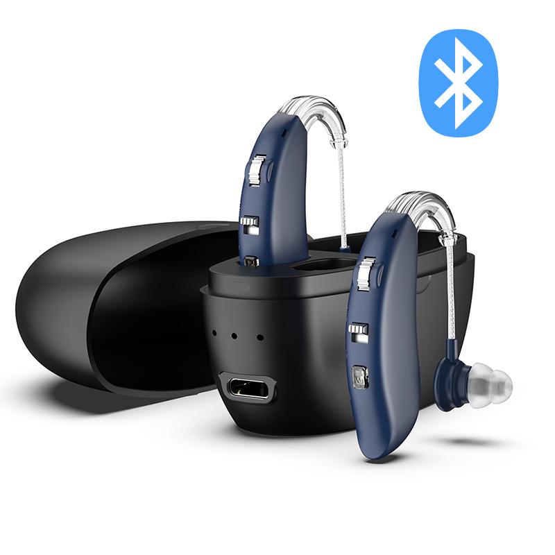 Digital Hearing Aid Bluetooth Hearing Aid Auxiliary Hearing For The Elderly Blue Bluetooth Pair Black