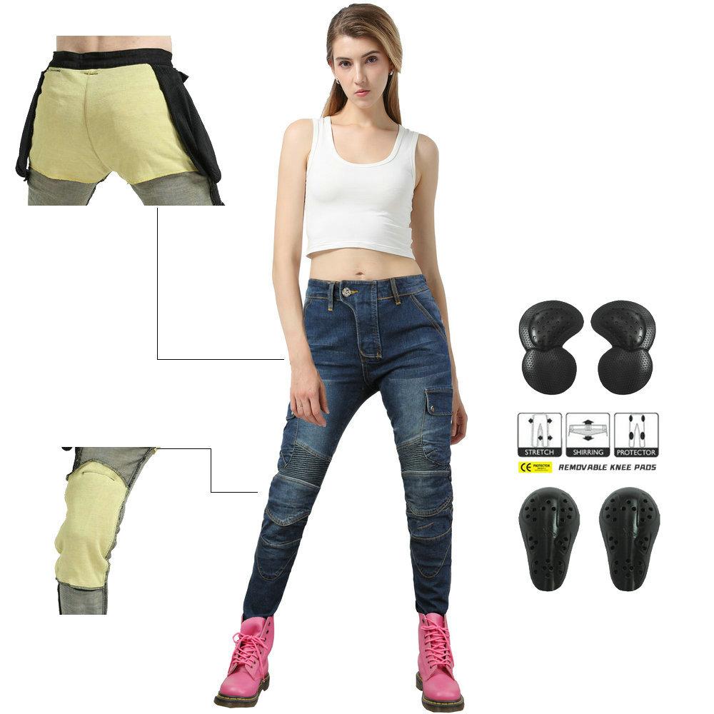 Women's Motorcycle Jeans Drop-resistant Blue M