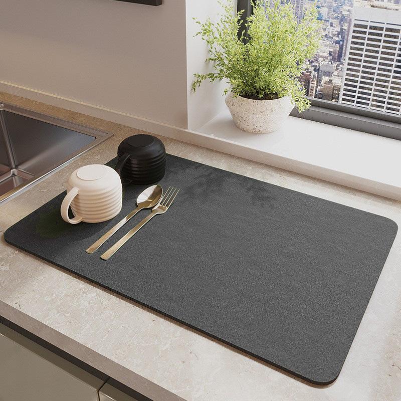 Hydrophilic Pad Bar Cup Water Draining Pad Dish Drying Mat Bar Coffee Machine Mat Dark Gray 30X40CM