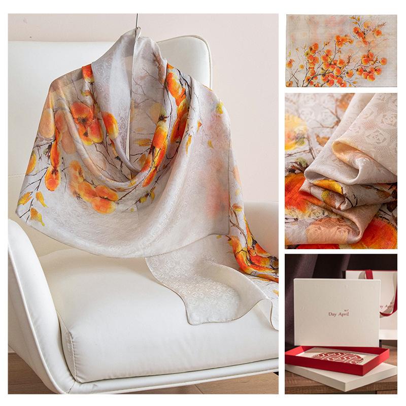 Women's Scarf Fashion Printing Long Wrap Harvest Persimmon 55x170cm