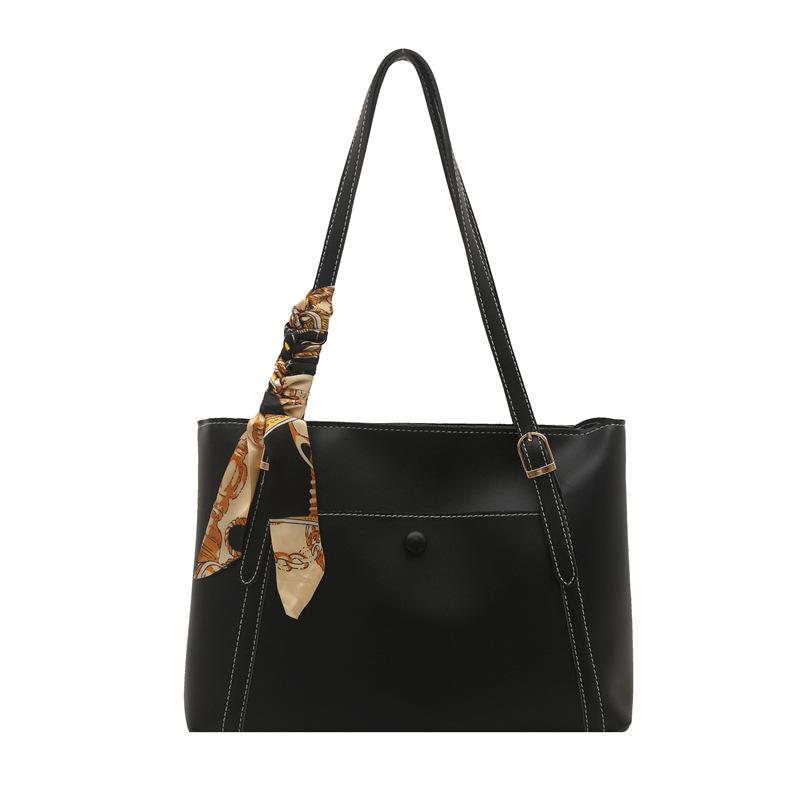 Womens Simple Casual High-Capacity Shoulder Bag Black