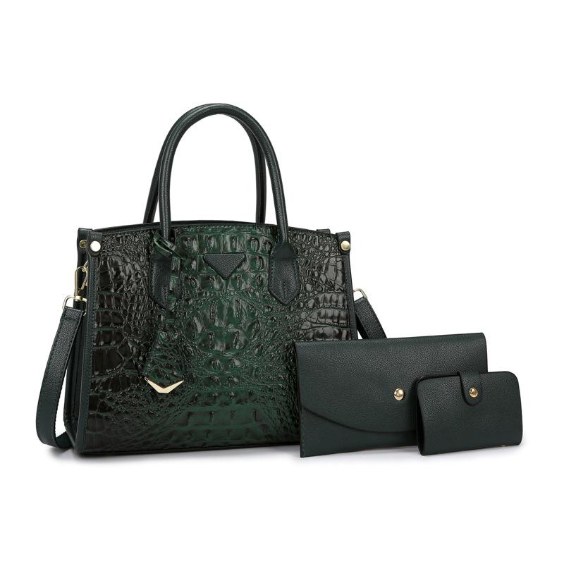 Vintage Crossbody Statement Handbag Set For Women Green 3PCS Set