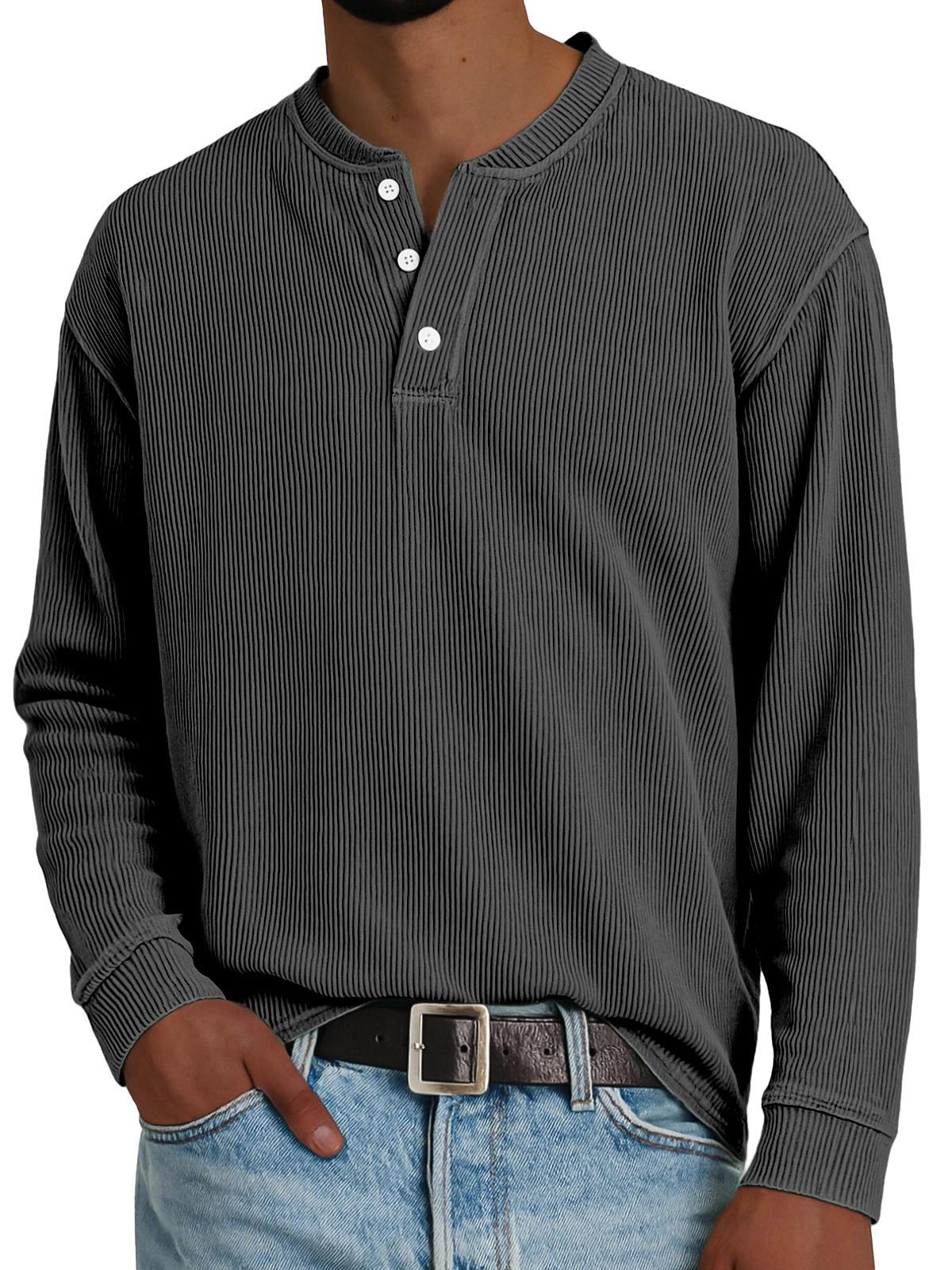 Premium Solid-color Comfortable Long-sleeve Design Black L
