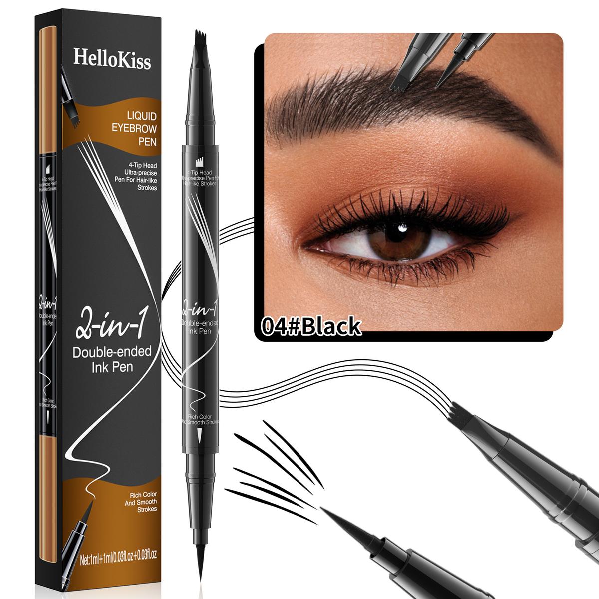 Double-headed Liquid Eyebrow Pencil Quick-drying Sweat-resistant Not Smudge 04 Black