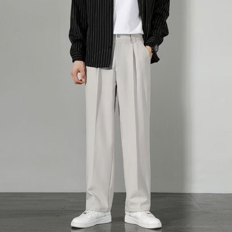 Trendy Ins Draping Design Wide-leg Pants Nine Points Light Gray 2XL