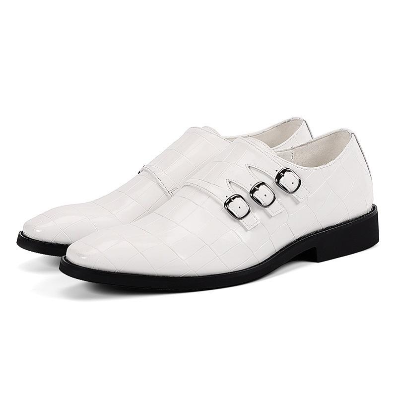 Breathable Men's All-match Business Plus Size Leather Shoes White 37