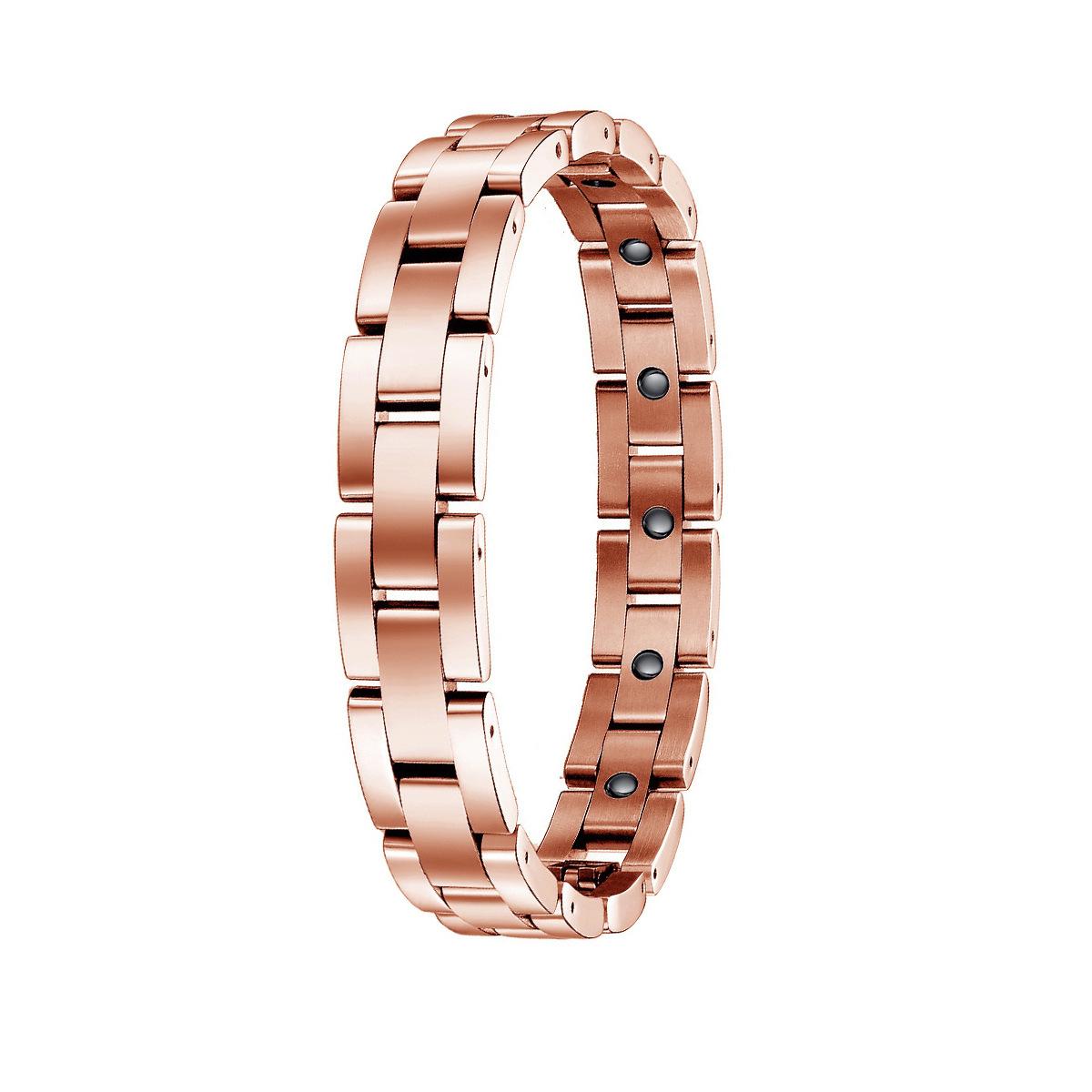 Men's Minimalist Fashion Stainless Steel Magnet Bracelet Rose Gold