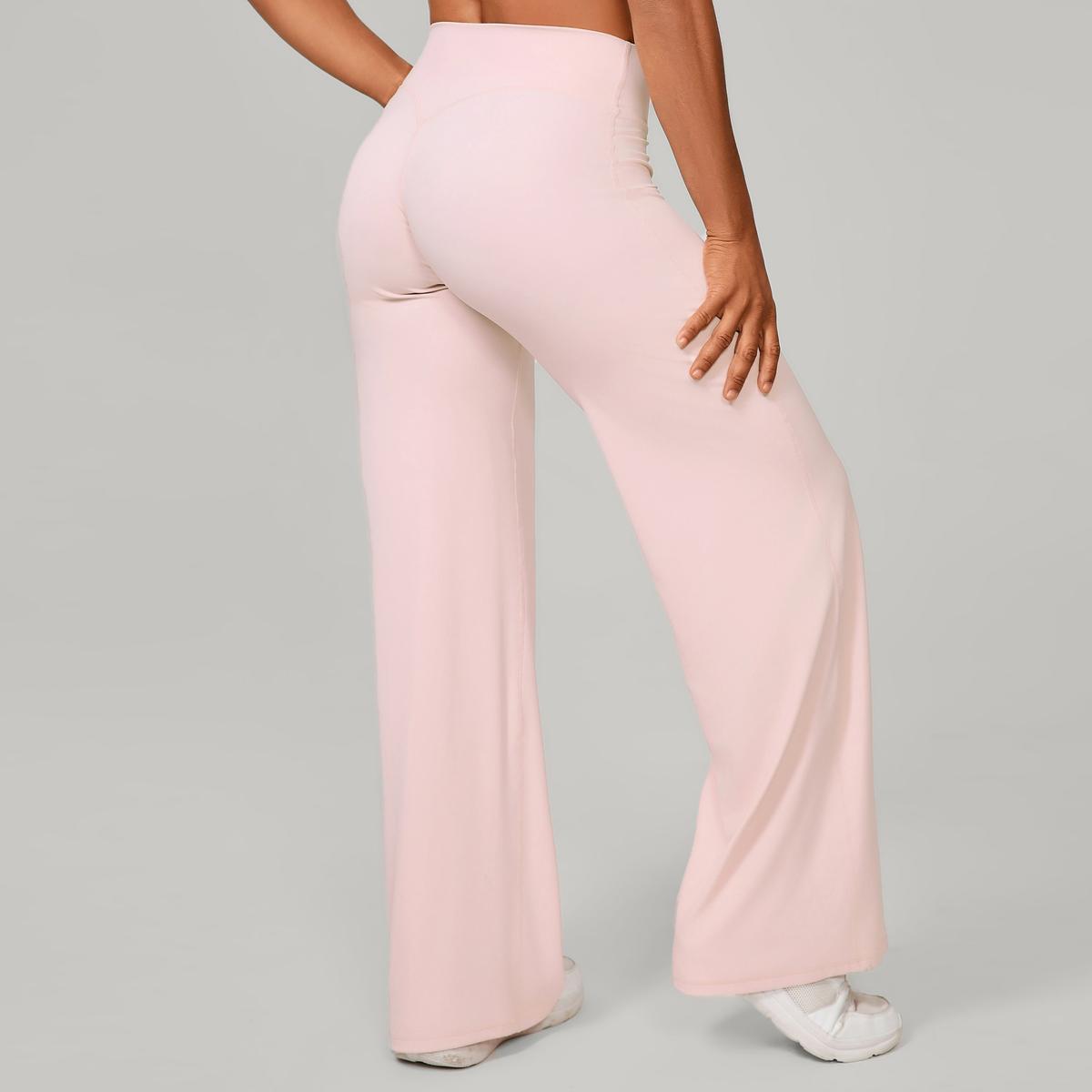 Pilates Straight Yoga Pants Versatile Loose Wide Leg Pants Running Sports Fitness Hip Show Pants Ballet Powder L