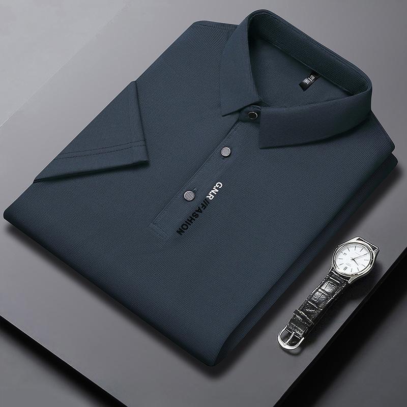 Mens Casual Versatile Lapel Short-sleeve Shirt Green 2XL