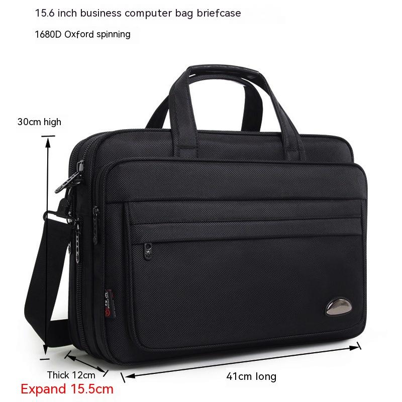 Men's Waterproof Oxford Large Capacity Briefcase Black 15 Inches