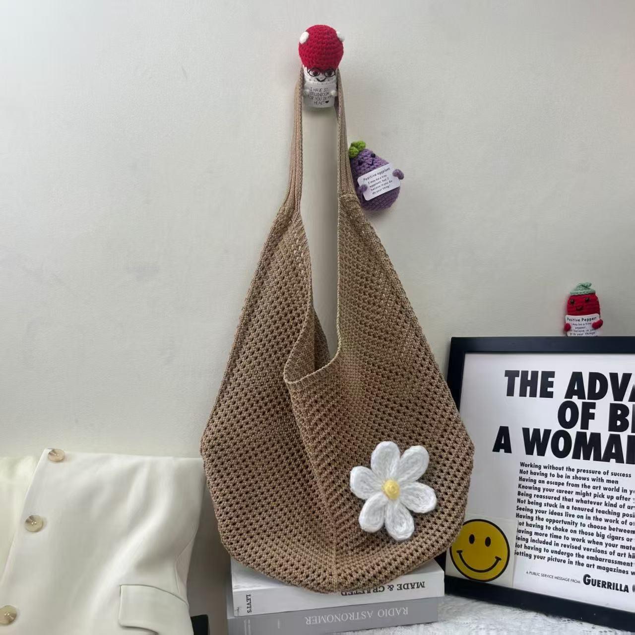 Big Flower Bag Coffee Color 37X30X2CM