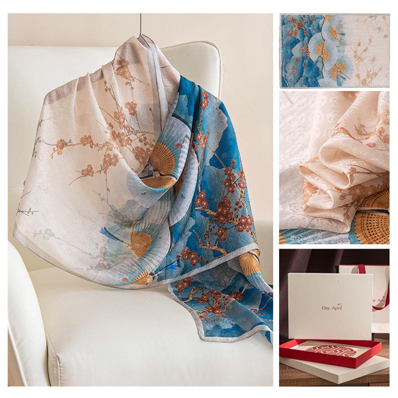 Women's Scarf Fashion Printing Long Wrap Fan Chart 55x170cm