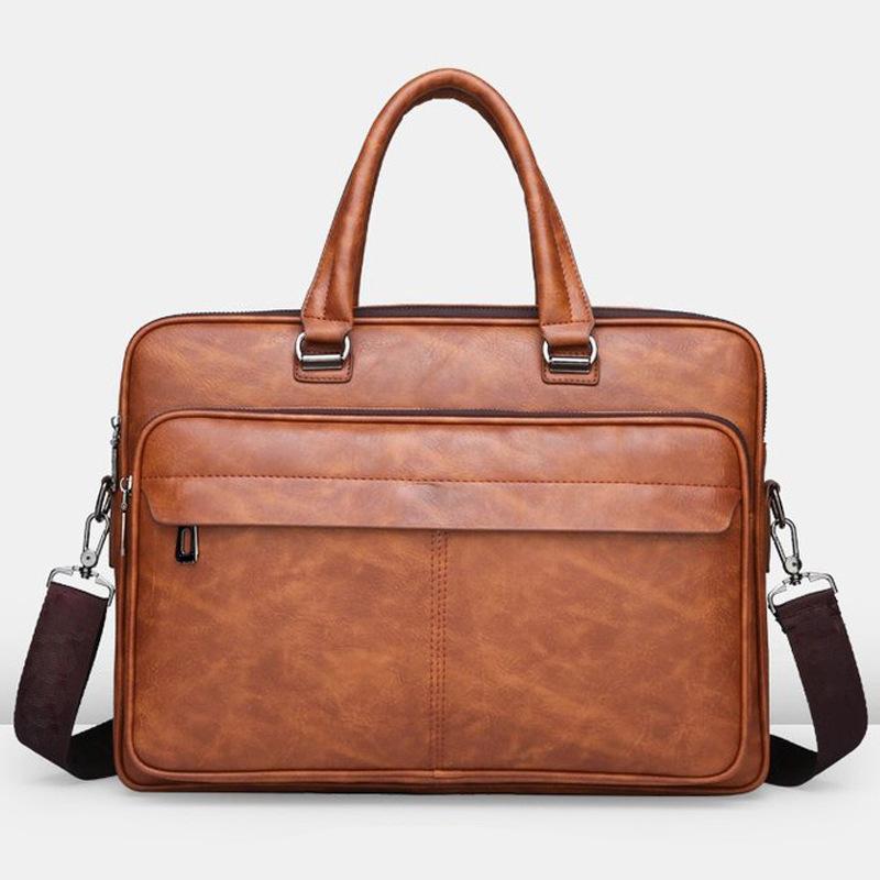 Men's Handbag Simple Business Briefcase Khaki