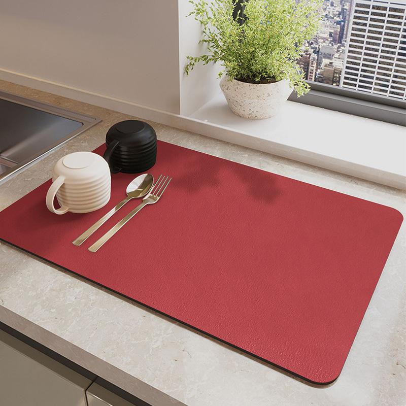 Hydrophilic Pad Bar Cup Water Draining Pad Dish Drying Mat Bar Coffee Machine Mat Red 30X40CM