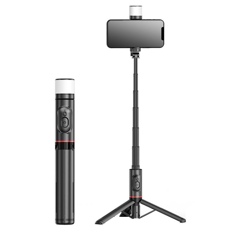 Black Aluminum Alloy Q12S Fill Light Selfie Stick