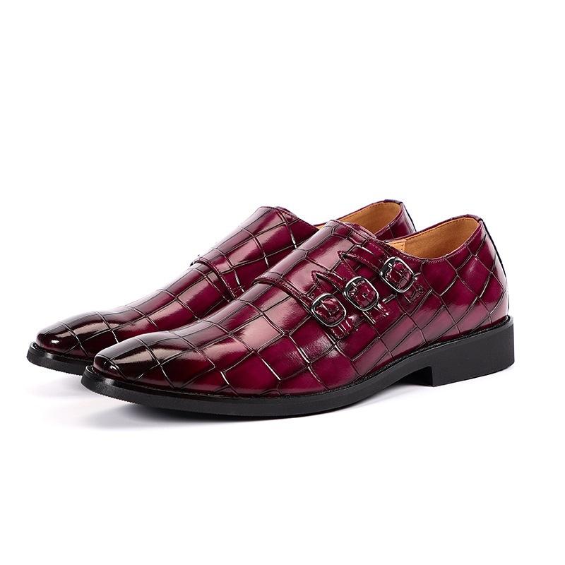 Breathable Men's All-match Business Plus Size Leather Shoes Purple 37