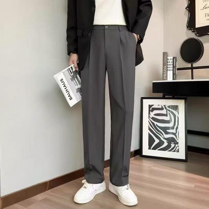 Trendy Ins Draping Design Wide-leg Pants Ninth Pants Dark Gray 2XL