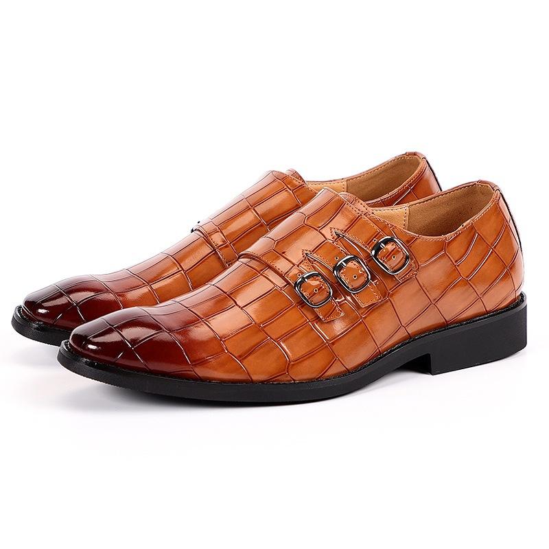 Breathable Men's All-match Business Plus Size Leather Shoes Brown 37