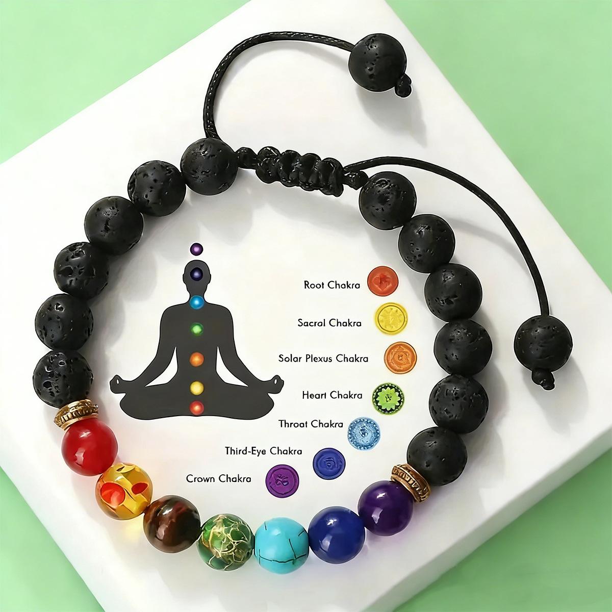 Colorful Volcanic Stone Braided Bracelet Adjustable Woven
