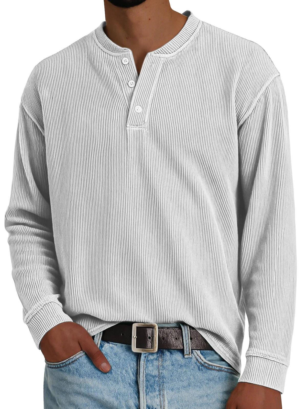 Premium Solid-color Comfortable Long-sleeve Design White L