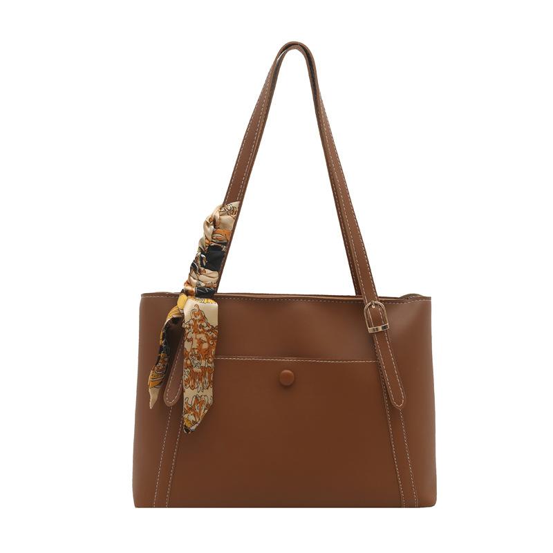 Womens Simple Casual High-Capacity Shoulder Bag Light Brown