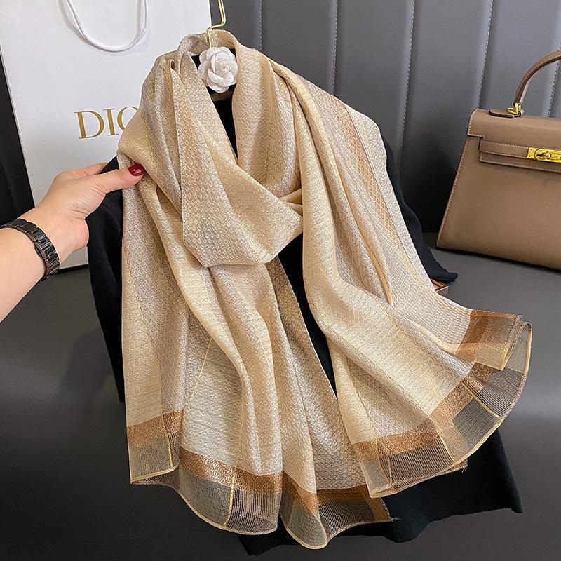 Solid-color Double-faced Scarf For Spring And Autumn Summer Beige 190X70cm