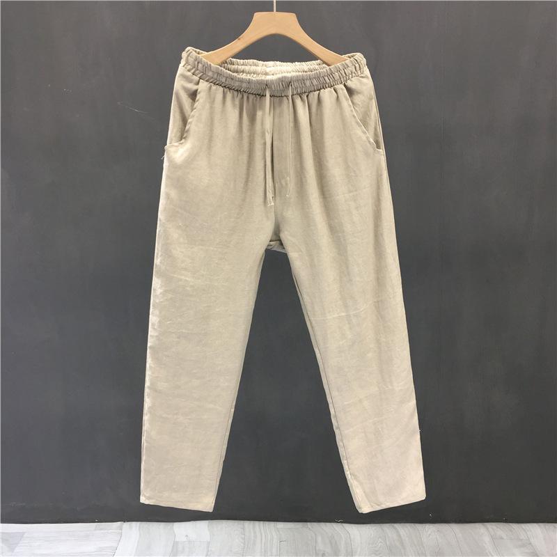 Casual Pants Straight Loose Men's Pants Cropped Pants Optic Linen 2XL