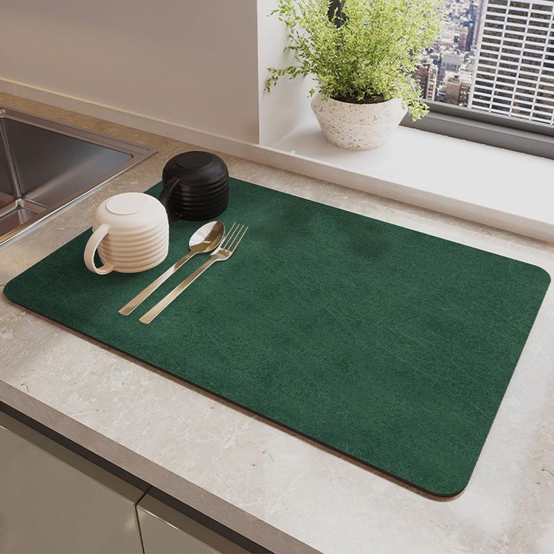 Hydrophilic Pad Bar Cup Water Draining Pad Dish Drying Mat Bar Coffee Machine Mat Peacock Green 30X40CM